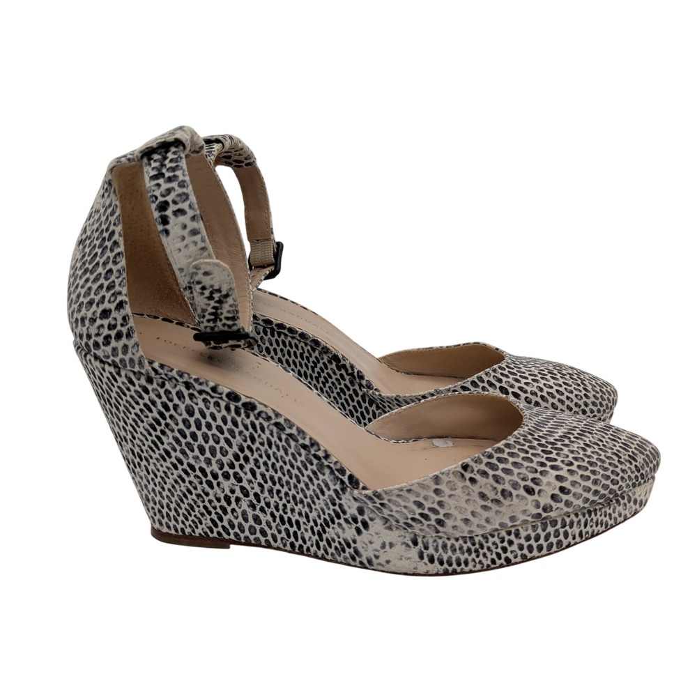 Loeffler Randall Womens Python Snakeskin Print Pointed Toe Wedge Pumps 8.5 B